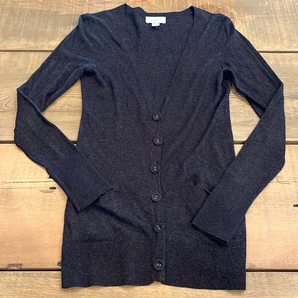 LOFT Gray Cardigan XS